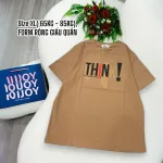 Áo Thun Nữ Cổ Tròn Form Đại In Chữ THINK Size XL(65-85kg)