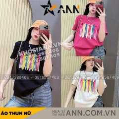 Áo Thun Nữ Cổ Tròn Form Đại In Hình Chữ Vạch màu Size XL(65-85kg)
