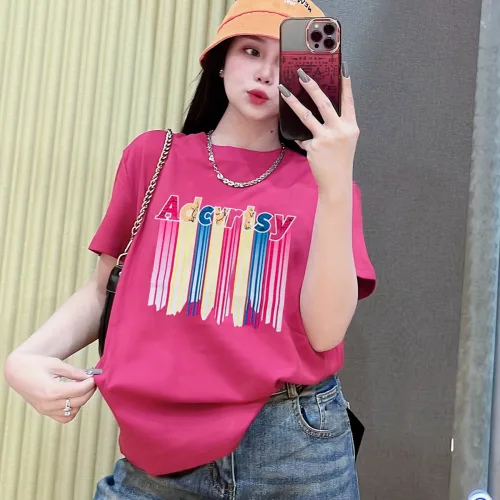 Áo Thun Nữ Cổ Tròn Form Đại In Hình Chữ Vạch màu Size XL(65-85kg)