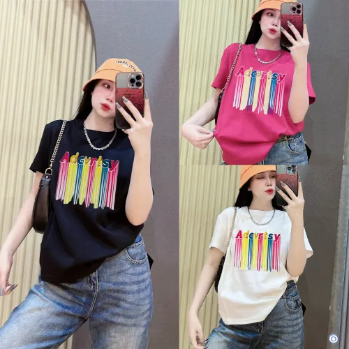 Áo Thun Nữ Cổ Tròn Form Đại In Hình Chữ Vạch màu Size XL(65-85kg)
