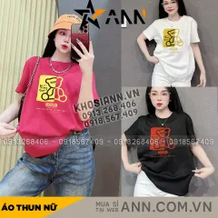 Áo Thun Nữ Cổ Tròn Form Đại In Hình Gấu Size XL(65-85kg)