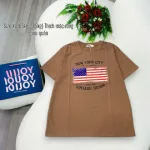 Áo Thun Nữ Cổ Tròn Form Đại In Hình Lá Cờ Mỹ Size XL(65-85kg)