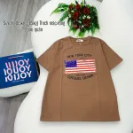 Áo Thun Nữ Cổ Tròn Form Đại In Hình Lá Cờ Mỹ Size XL(65-85kg)