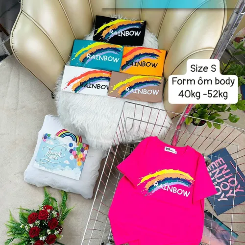 Áo Thun Nữ Cổ Tròn Form Ôm Body In Hình Size S(40-52kg)