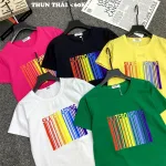 Áo thun nữ cổ tròn form suông in chữ màu