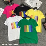 Áo thun nữ cổ tròn form suông in chữ màu