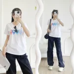 Áo thun nữ cổ tròn form suông in chữ Cool màu