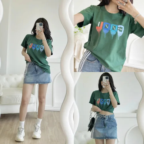 Áo thun nữ cổ tròn form suông in chữ Cool màu