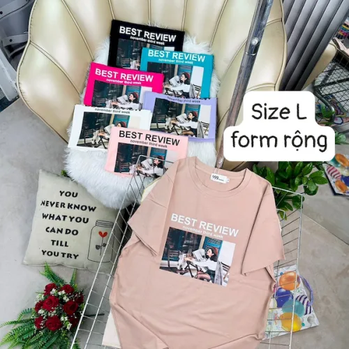 Áo Thun Nữ Cổ Tròn Form Rộng In Hình Size L(55-75kg)