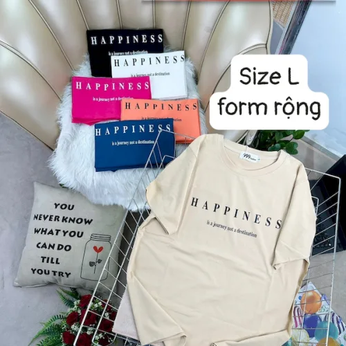 Áo Thun Nữ Cổ Tròn Form Rộng In Hình Size L(55-75kg)