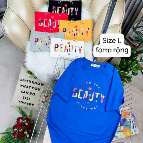 Áo Thun Nữ Cổ Tròn Form Rộng In Hình Size L(55-75kg)