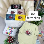 Áo Thun Nữ Cổ Tròn Form Rộng In Hình Size L(55-75kg)