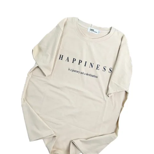 Áo Thun Nữ Cổ Tròn Form Rộng In Hình Size L(55-75kg)
