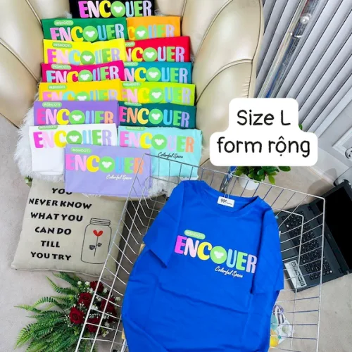 Áo Thun Nữ Cổ Tròn Form Rộng In Hình Size L(55-75kg)