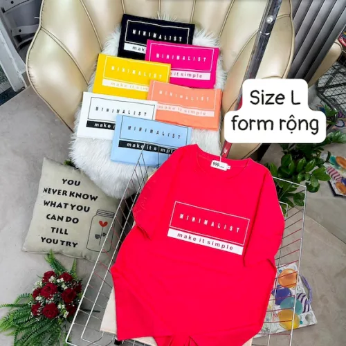 Áo Thun Nữ Cổ Tròn Form Rộng In Hình Size L(55-75kg)