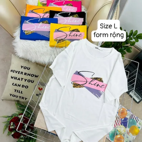 Áo Thun Nữ Cổ Tròn Form Rộng In Hình Size L(55-75kg)