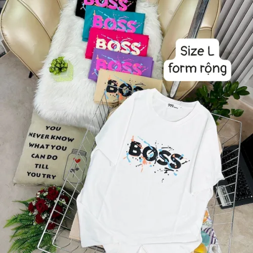 Áo Thun Nữ Cổ Tròn Form Rộng In Hình Size L(55-75kg)