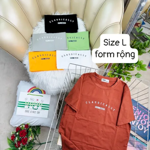 Áo Thun Nữ Cổ Tròn Form Rộng In Hình Size L(55-75kg)