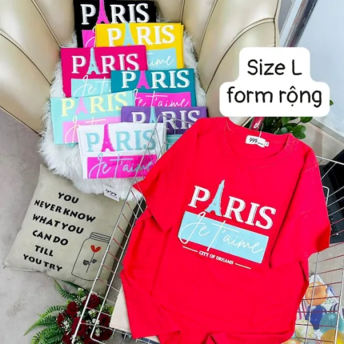 Áo Thun Nữ Cổ Tròn Form Rộng In Hình Size L(55-75kg)