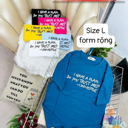 Áo Thun Nữ Cổ Tròn Form Rộng In Hình Size L(55-75kg)