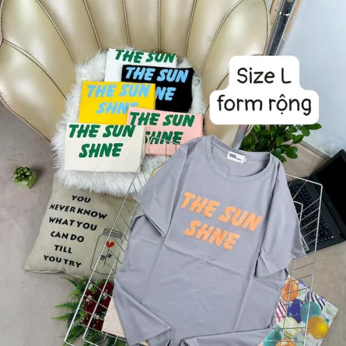 Áo Thun Nữ Cổ Tròn Form Rộng In Hình Size L(55-75kg)