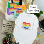 Áo Thun Nữ Cổ Tròn Form Rộng In Hình Size L(55-75kg)