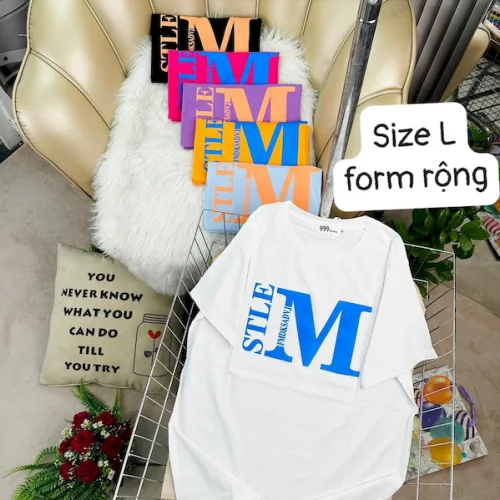 Áo Thun Nữ Cổ Tròn Form Rộng In Hình Size L(55-75kg)
