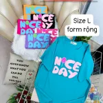 Áo Thun Nữ Cổ Tròn Form Rộng In Hình Size L(55-75kg)