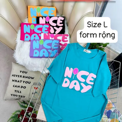 Áo Thun Nữ Cổ Tròn Form Rộng In Hình Size L(55-75kg)