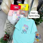 Áo Thun Nữ Cổ Tròn Form Rộng In Hình Size L(55-75kg)