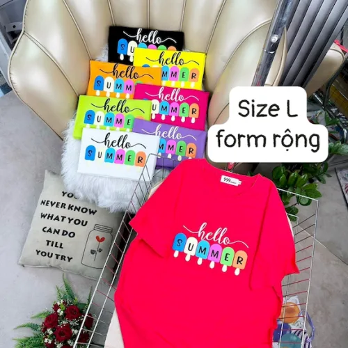 Áo Thun Nữ Cổ Tròn Form Rộng In Hình Size L(55-75kg)