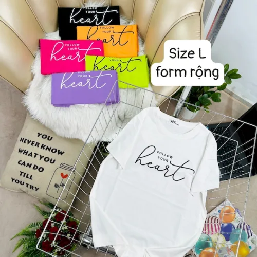 Áo Thun Nữ Cổ Tròn Form Rộng In Hình Size L(55-75kg)