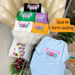 Áo Thun Nữ Cổ Tròn Form Suông Ôm In Hình Size M(40-60kg)