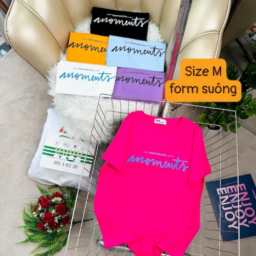 Áo Thun Nữ Cổ Tròn Form Suông Ôm In Hình Size M(40-60kg)