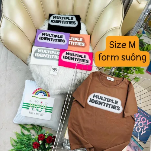 Áo Thun Nữ Cổ Tròn Form Suông Ôm In Hình Size M(40-60kg)
