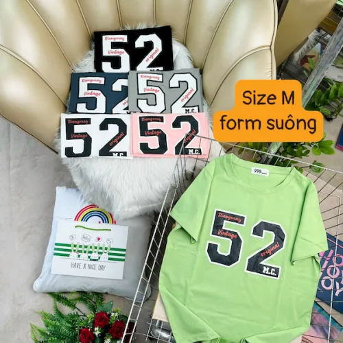 Áo Thun Nữ Cổ Tròn Form Suông Ôm In Hình Size M(40-60kg)