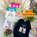 Áo Thun Nữ Cổ Tròn Form Suông Ôm In Hình Size M(40-60kg)