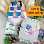 Áo Thun Nữ Cổ Tròn Form Suông Ôm In Hình Size M(40-60kg)
