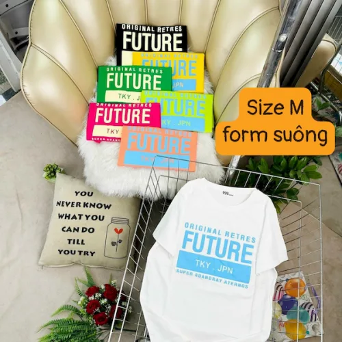 Áo Thun Nữ Cổ Tròn Form Suông Ôm In Hình Size M(40-60kg)
