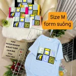 Áo Thun Nữ Cổ Tròn Form Suông Ôm In Hình Size M(40-60kg)