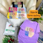 Áo Thun Nữ Cổ Tròn Form Suông Ôm In Hình Size M(40-60kg)