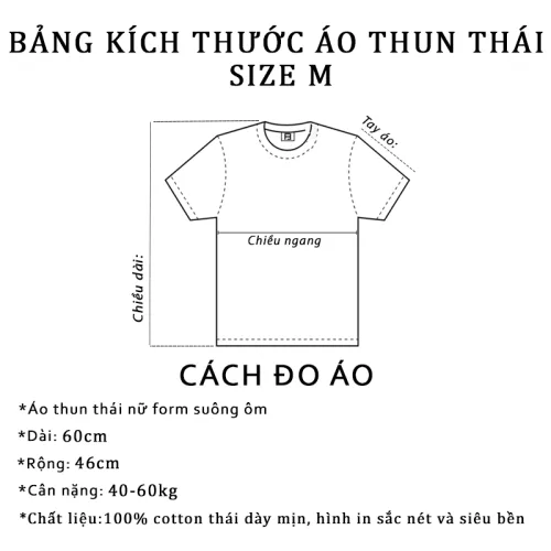 Áo Thun Nữ Cổ Tròn Form Suông Ôm In Hình Size M(40-60kg)