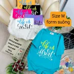 Áo Thun Nữ Cổ Tròn Form Suông Ôm In Hình Size M(40-60kg)
