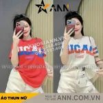 Áo Thun Nữ Cổ Tròn form vừa in chữ CHICAGO size M(40-60kg)