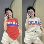 Áo Thun Nữ Cổ Tròn form vừa in chữ CHICAGO size M(40-60kg)