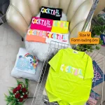 Áo Thun Nữ Cổ Tròn Form Vừa In Chữ Cocltail Size M(40-60kg)
