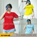 Áo Thun Nữ Cổ Tròn Form Vừa In Chữ EMOTION Size M(40-60kg)