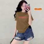 Áo Thun Nữ Cổ Tròn Form Vừa In Chữ Happy Size M(40-60kg)