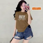 Áo Thun Nữ Cổ Tròn Form Vừa In Chữ HEY BABE Size M(40-60kg)