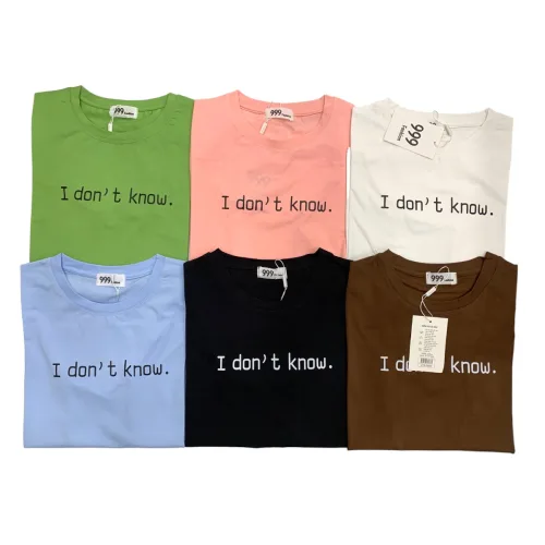 Áo Thun Nữ Cổ Tròn Form Vừa In Chữ I don't know Size M(40-60kg)